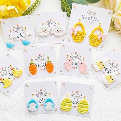 Easter Polymer Clay Cutters Set - 13pcs Sharp & Durable Bunny, Chick, Egg & Basket Shapes for DIY Earring Jewelry Making, Soft Clay Crafts & Spring Holiday Supplies - Image 4