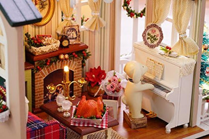 Christmas DIY Miniature Dollhouse Kits - Wooden Mini Model House with LED Lights, Tiny Furniture & Accessories – Craft Building Kits for Adults – Birthday Valentine's Gift - Holiday Times - Image 4