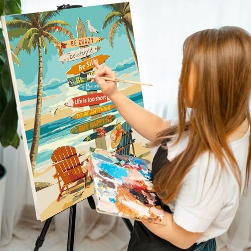Paint by Numbers Kit for Adults, Beach Sign Number Painting, 16 x 20 Inch - Image 6