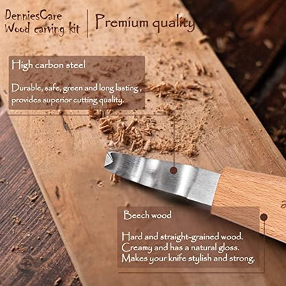 DenniesCare 20-Piece Wood Carving Kit for Beginners with Basswood Blocks - Image 5