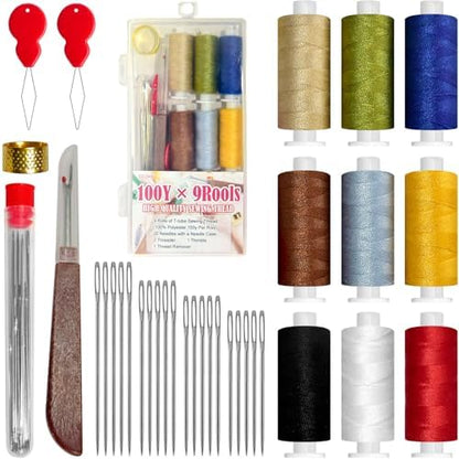 Sewing Kit Basic,Thread Kit with Sewing Supplies and Accessories for Adults,Beginner,Home,Travel,Emergency Including Sewing Thread，Needles,Needle Threader and More by QCZKB