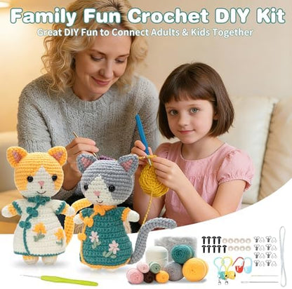Youkali Crochet Kit for Beginners, Crochet Starter Kit with Step-by-Step Video Tutorials, Easy Beginner Crochet Kit for Adults, Crochet Animals Crafts Crochet Kits, Easy Knitting Kit. (Cat) - Image 6