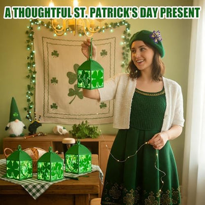 Maitys 16 Sets St. Patrick's Day Green Paper Lantern Suncatcher Craft Kits - Image 6