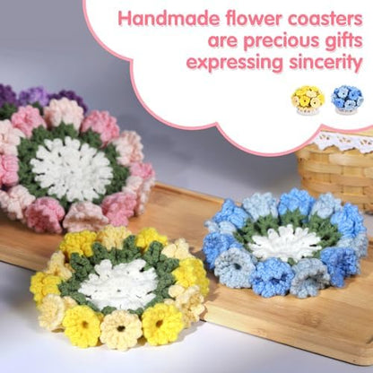 Iuuidu Crochet Kit for Beginners-4PCS Coaster Pot Crochet Flower Kit - Image 4