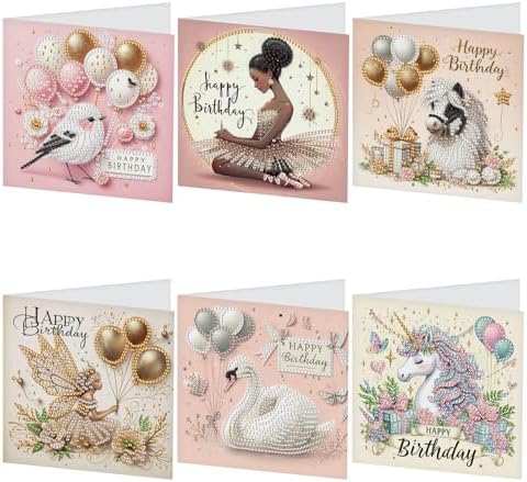 6 Pack DIY Diamond Painting Blank Cards Blank Birthday Greeting Cards Formal All Occasion Birthday Note Cards Friendship/Anniversary Cards BFF Thanks Cards Bird Ballet Swan by TDFERAN