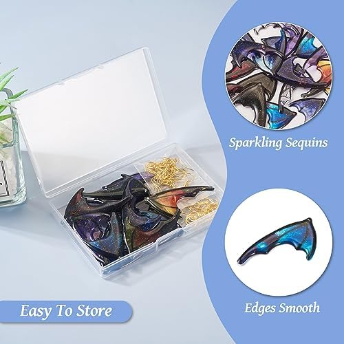 FASHEWELRY 18Pcs Resin Butterfly Wing Earring Charms Glitter Insects Wing Charms Bat Feather Pendants with Jump Rings Earring Hooks for Crafts Jewelry Making - Image 5