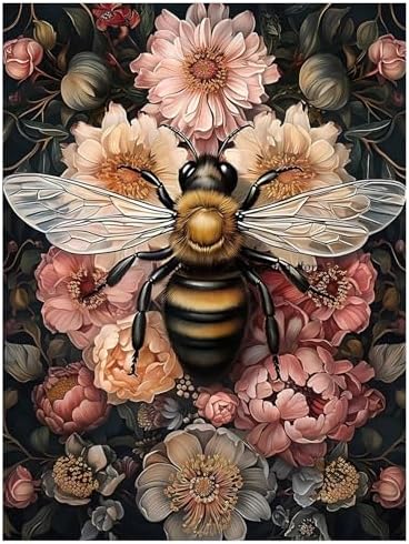 Bee Paint by Numbers Kit for Adults, 16x20 inch by MANDUN