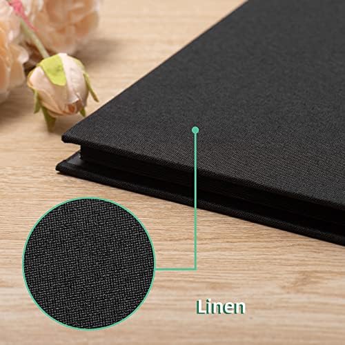 Photo Album Self Adhesive Scrapbook 3x5 4x6 5x7 6x8 Magnetic Album DIY Scrap Book 11x10.6 Inch 40 Black Sticky Pages Linen Cover DIY Photo Album(Black) - Image 4