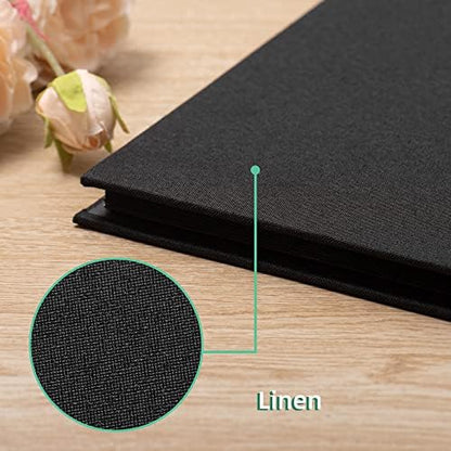 Photo Album Self Adhesive Scrapbook 3x5 4x6 5x7 6x8 Magnetic Album DIY Scrap Book 11x10.6 Inch 40 Black Sticky Pages Linen Cover DIY Photo Album(Black) - Image 4