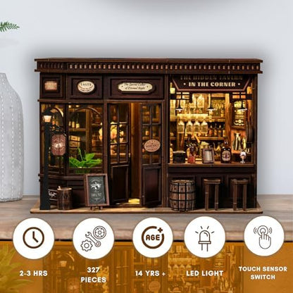 DIY Book Nook Kit LED 3D Wooden Puzzle (Corner Tavern) - Image 2