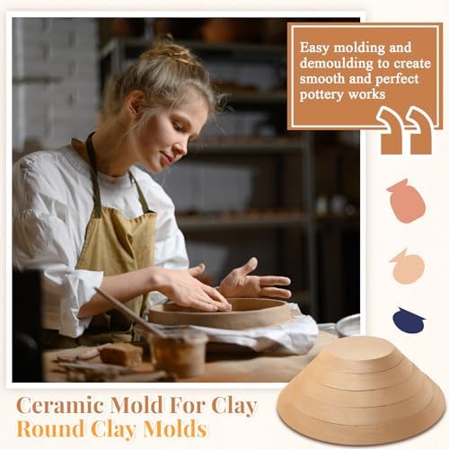 Sunnychicc 5 Pcs Round Pottery Molds for Handbuilding,6.14-10.87 Inch - Image 5