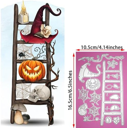 Skull Pumpkin Ladder Spider Cutting Dies for Card Making, 6.5inches Happy Halloween Die Cuts Set Metal Stencil for DIY Scrapbooking Card Craft Embossing Paper Dies - Image 2