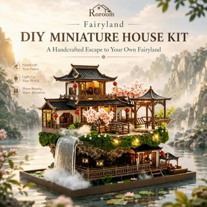 Roroom DIY Miniature House Kit, Fairyland Pavilion Dollhouse Kit - Image 3