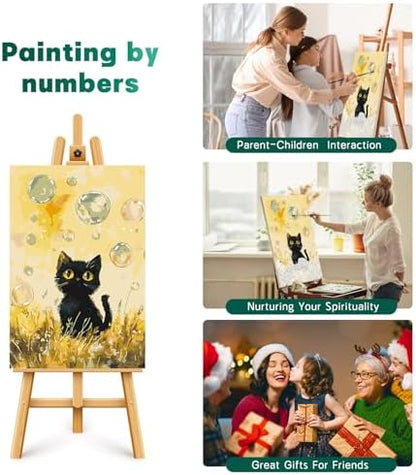 Framed Paint by Numbers Kit for Adults Beginner & Kids Ages 8-12, Black Cat Paint by Numbers with frame, without Easel, DIY Acrylic Number Painting for Adults Animal for Home Decor Gift 8 x 12 Inch - Image 7