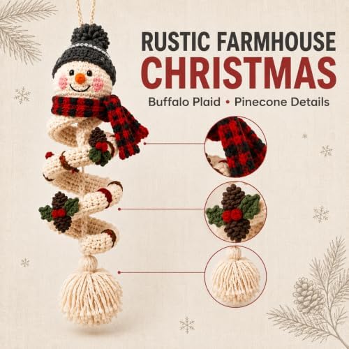 Crochet Snowman Spiral Ornament DIY Kit, Christmas Craft for Adults - Image 7