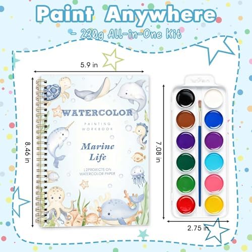 Under the Sea Watercolor Workbook, Water Coloring Book with Ocean Animal Designs on Premium Paper,12 Beginner Friendly Sketched Illustrations,Perfect for Gifting to Spark Creativity & Joy for Adults - Image 2