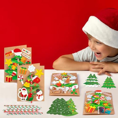 28Sets Christmas Crafts Card Making Kit DIY 3D Xmas Trees Greeting Cards - Image 2