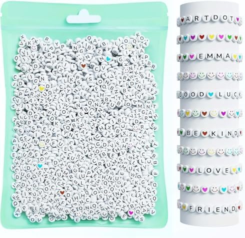ARTDOT 800 Pieces Assortment Letter Beads for Friendship Bracelets Making Kit, 28 Styles Jewelry Making Supplies Alphabet Beads Set Preppy Crafts Art, Black White by ARTDOT