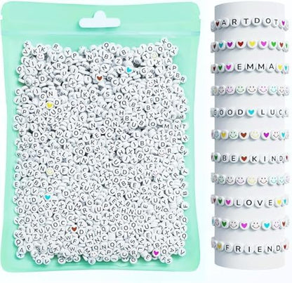 ARTDOT 800 Pieces Assortment Letter Beads for Friendship Bracelets Making Kit, 28 Styles Jewelry Making Supplies Alphabet Beads Set Preppy Crafts Art, Black White by ARTDOT