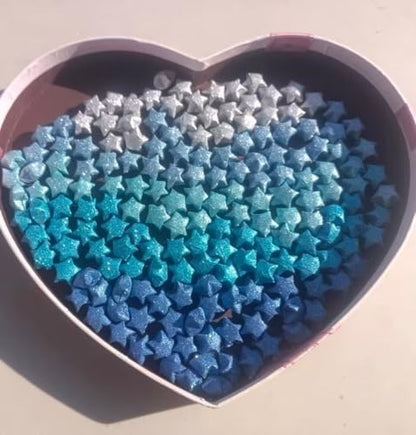 Origami Stars, Sparkling Origami, Star Colored Origami Strips, DIY Handmade Craft Paper (520 sheets of blue gradient glitter) - Image 4