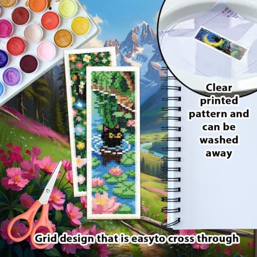 ORIGACH 6 Set Black Cat & Landscape Cross Stitch Bookmark Kit for Beginner - Image 3