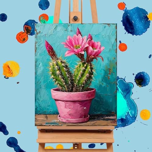 Mrnsiet Paint by Number for Adults Beginners, Easy Cactus Paint by Numbers Kits on Canvas, DIY Cactus Oil Painting Kits Adults' Paint-by-Number Kits for Home Wall Decor 16x20 Inch - Image 2