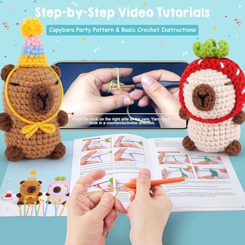 2PCS Capybara Crochet Kit for Beginners Crochet Starter Kit for Adults - Image 4