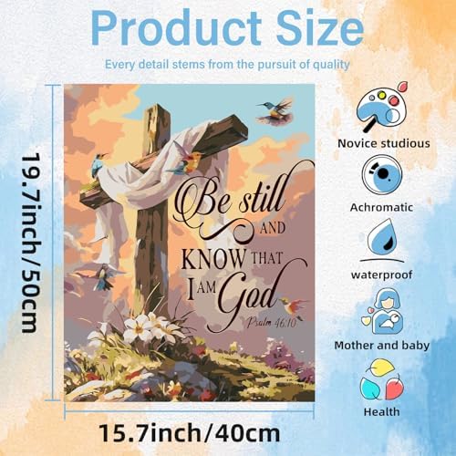Cross Paint by Numbers Kit for Adults Religious Paint by Numbers for Adult - Image 2
