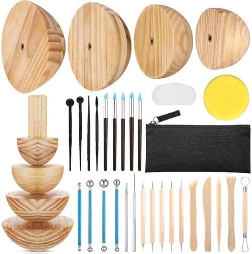 Doublefill 4 Pack Pottery Mold with 27 Clay Sculpting Pottery Tools Kit by DoubleFill