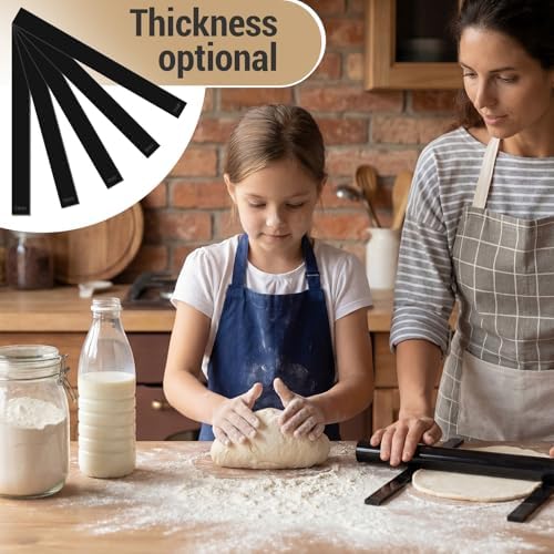 Fiwochic 12 Pcs Acrylic Pottery Tools Set Includes 1 Acrylic Clay Rolling Pin Sculpting Polymer Clay Tools 1 Stain Resistant Tablecloth and 10 Pcs 5 Size Teaching Rolling Mud Stick Guide(Black) - Image 5