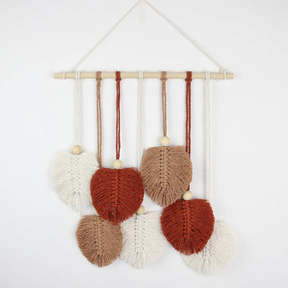 BUFANTL DIY Macrame Leaf Wall Hanging Kit for Beginners, Boho Woven Tapestry Craft Kit with Macrame Cord, Wooden Beads & Printed Instructions, Home Decor Macrame Kit for Adults - Image 4