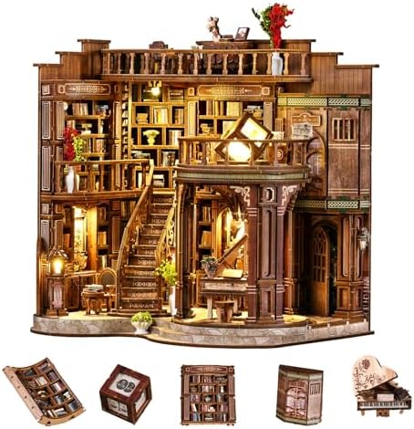 OZJAY Dreamy Book Hall Book Nook Kit 3D Wooden Puzzles for Adults by OZJAY