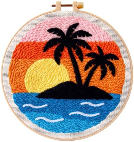 Punch Needle Kit Beginners Beach Landscape Embroidery Kit DIY Craft Lovers by LACHLAND
