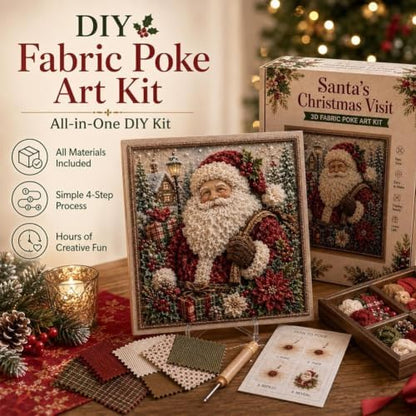 3D Christmas Fabric Art Kit with Frame, No-Sew Handmade Fabric Poke Art Kit - Image 3