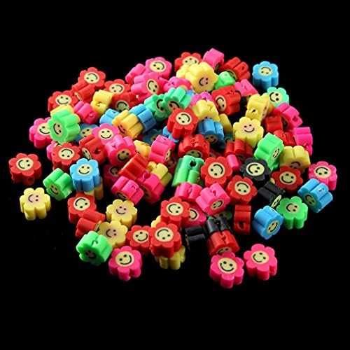 100pcs Mixed Polymer Clay Spacer Beads for Women Jewelry Making DIY Bracelet Necklace Hair Clip Accessories (Smile Face Flower) - Image 6