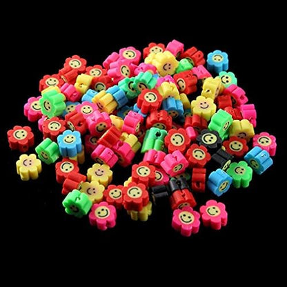 100pcs Mixed Polymer Clay Spacer Beads for Women Jewelry Making DIY Bracelet Necklace Hair Clip Accessories (Smile Face Flower) - Image 6