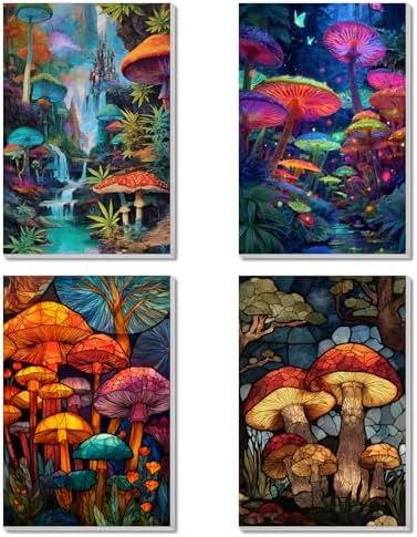 obterie 4 Pack Framed Paint by Numbers Kit for Adults Beginner Canvas Painting by Numbers for Adults Mushroom Easy Adult Paint by Number Kits with Frame Forest Watercolor Painting by Number 8x12 Inch by Unknown
