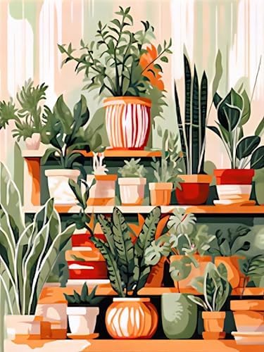 Arttoplus Green Plant Paint by Numbers Kit for Adults Beginner 16x20 inch by Arttoplus