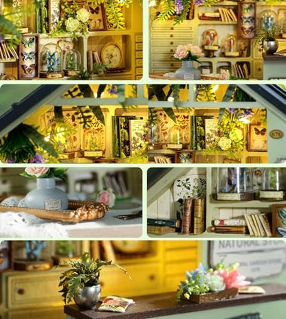 Spilay DIY Miniature Dollhouse Kit with Wooden Furniture,DIY Dollhouse Kit,1:24 Scale Creative Room for Romantic Valentine's Gift (Plants Studio) - Image 3