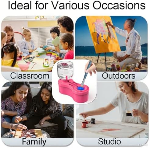 Paint Brush Cleaners, with Paint Palette and Brush Holder for Watercolor/Oil Acrylic and Water-Based Paints, Portable Paint Station & Rinsing Tool,Gift for Kids/Adults/Artist/Beginners Red - Image 3