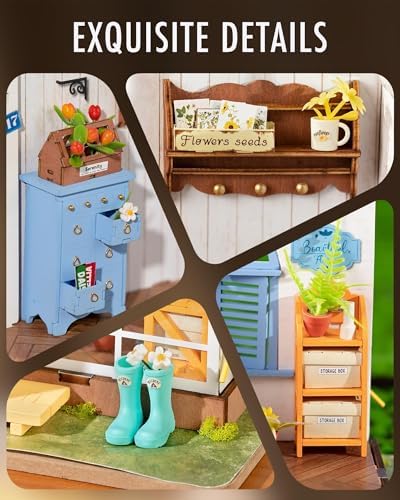 Rolife DIY Miniature House Kit for Adults, Easy Assemble Mini Greenhouse Dollhouse Building Model Sets, Tiny Wooden Garden House Hobby Crafts as Unique Gift Ideas or Home Decor - Image 5