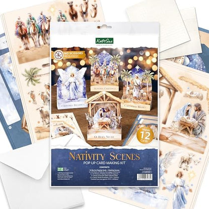 Katy Sue Nativity Scenes Pop Up Christmas Card Making Kit for Adults. Makes 12 Cards & Contains Nativity 3D Die-Cut Decoupage, Supports, Envelopes, Instructions & Foam Pads for Christmas Card Making - Image 2