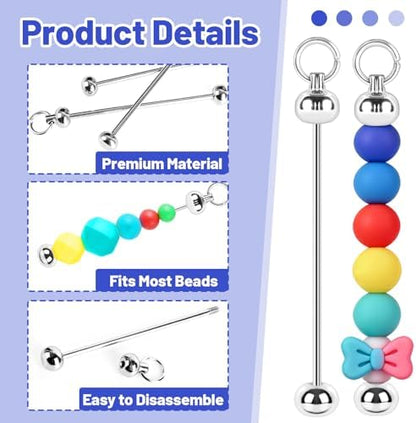 30 Pack Beadable Keychain Bars DIY Blank Beadable Keychains - Image 3