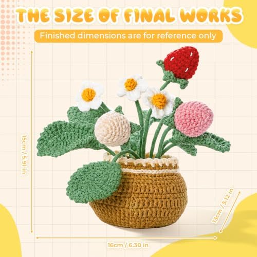 Crochet Kit for Beginners, Crochet Plant Kit,Knitting Kit(Strawberry) - Image 6