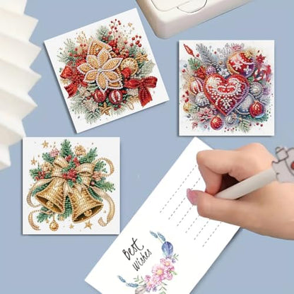 POETRYDRAW 6 Pack 5D DIY Diamond Art Painting Christmas Flower Greeting Card Kit, Diamond Art Birthday Holiday Greeting Card, Crafts Kit Creative with Envelope - Image 3