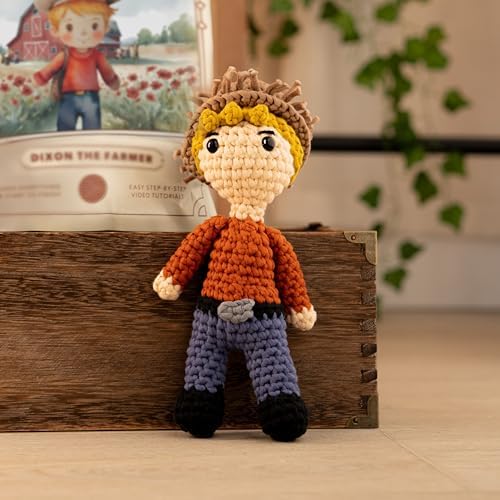 Hearth & Harbor Amigurumi Crochet Kit for Beginners, Learn to Crochet Kits for Adults Beginner with Easy Yarn, Stuffed Crochet Animal Kit with Step-by-Step Video Tutorials – Dixon the Farmer - Image 4
