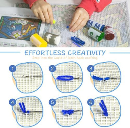 MIAOLLUN Latch Hook Kits Rug, 3D Pattern Printed Canvas Crochet Needlework Crafts Floor DIY Latch Kits for Adults Beginners 20.4" X 15" (52X38cm) - Image 4