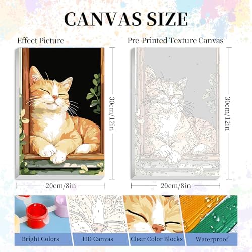 Camocin Framed Paint by Numbers Kit for Adults Beginners – Cute Orange Cat - Image 3