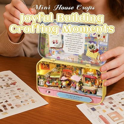 Kisoy Dollhouse Miniature with Furniture Kit, Handmade DIY House Model for Teens Adult Gift (Lucky Market) - Image 6
