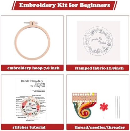 Topapfo Funny Embroidery Kit for Beginners Adults, Stamped Embroidery Pattern Cross Stitch Kits Needlepoint with Hoop Threads Needles Tools - Image 2